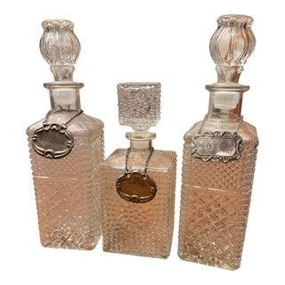 Mid 20th Century Crystal Liquor Decanters - Set of 3 For Sale