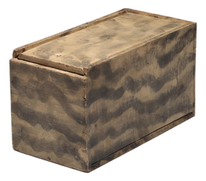 Antique 19th Century American Primitive Folk Art Paint Decorated Wood Candle Box With Smoke Pattern Design