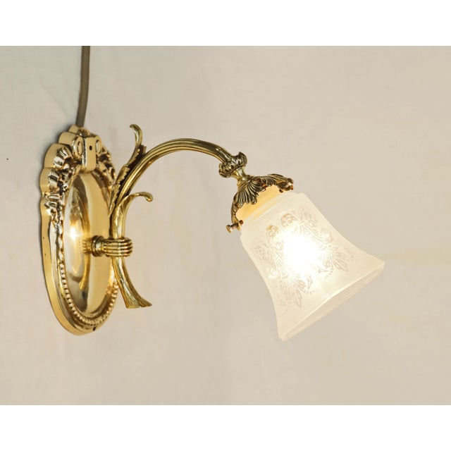 19th Century Art Nouveau Brass Wall Lamps, 1890s, Set of 3 For Sale - Image 5 of 10