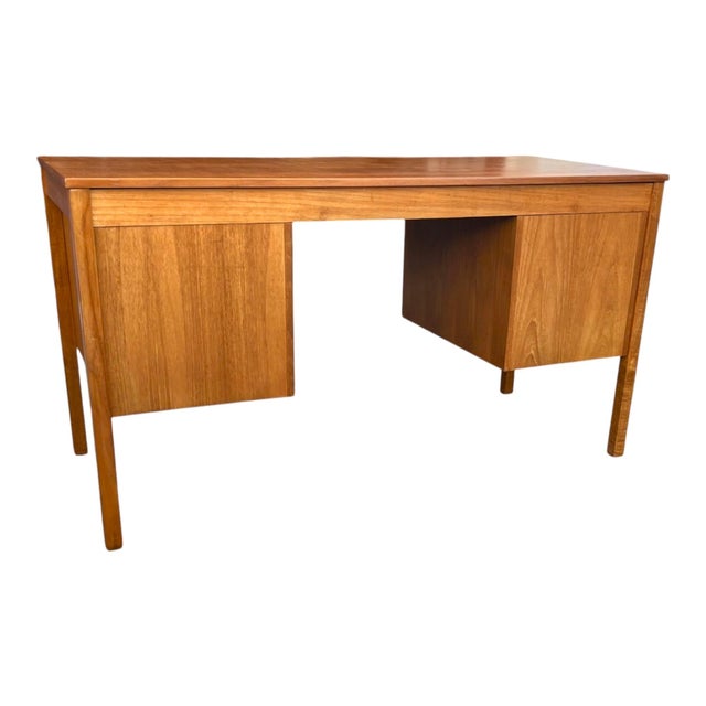 Mid-Century Modern Walnut Desk With File Drawer & Three Drawer Storage, Restored For Sale - Image 9 of 16