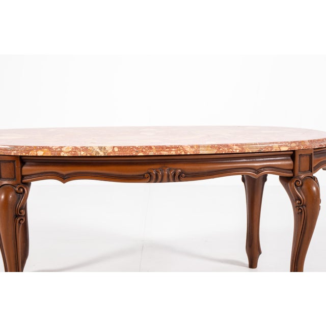 Vintage Louis XV Style Coffee Table with Marble Top For Sale - Image 15 of 16