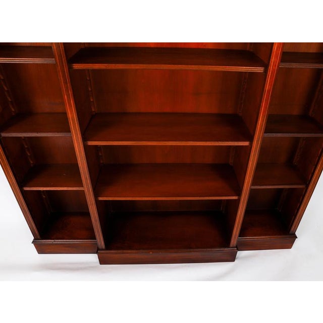 Wood Vintage Sheraton Revival Breakfront Open Bookcase For Sale - Image 7 of 14