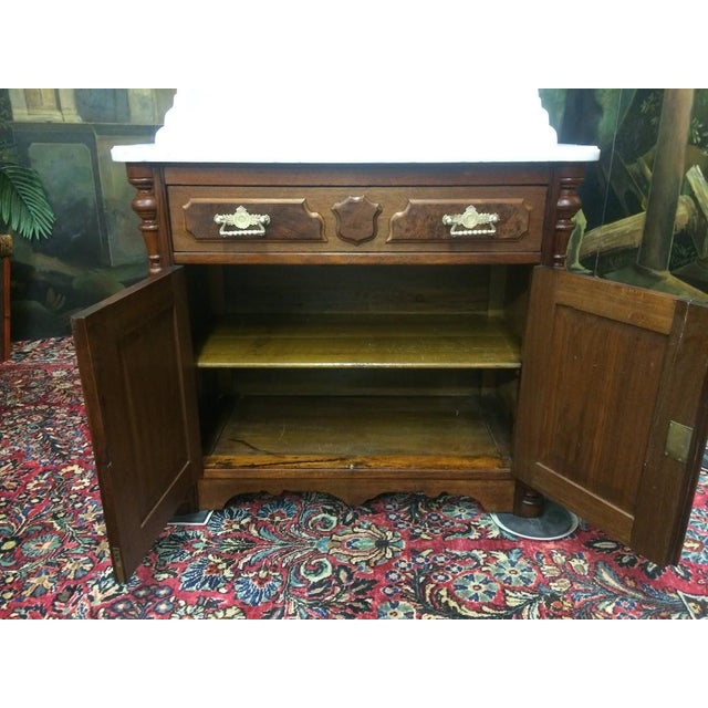 Antique Marble Top Washstand, Walnut Washstand For Sale - Image 4 of 5