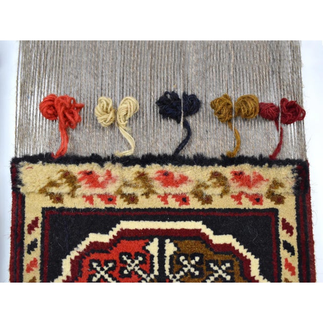 Wood Antique Decorative Turkish Handmade Weaving Loom With Rug Wall Hanging Decor For Sale - Image 7 of 13