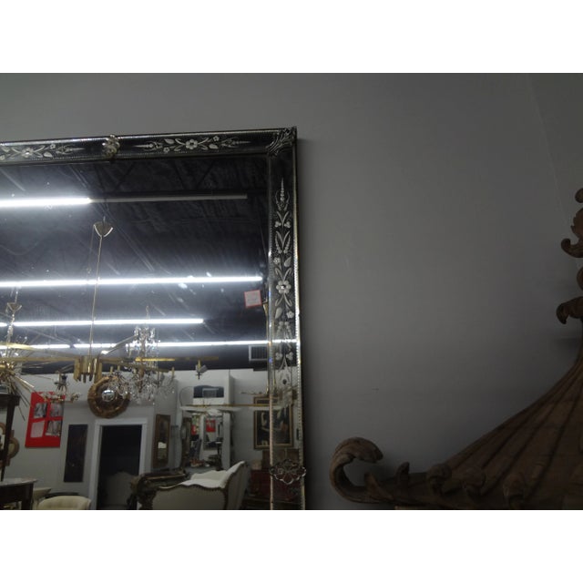 Glass Large 1940s Venetian Mirror, Etched and Beveled For Sale - Image 7 of 9