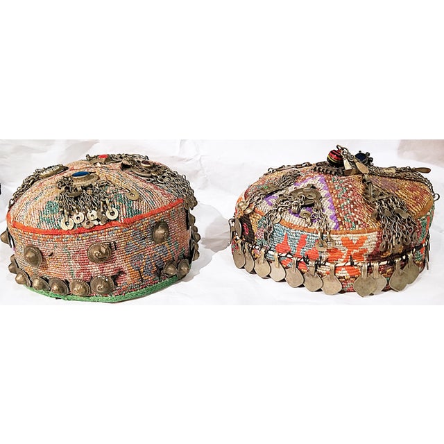 1950s Pair of Embroidered Tribal Wedding Hats For Sale - Image 9 of 9