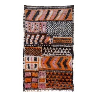 Midcentury Brown and Pink Taznakht Rug For Sale