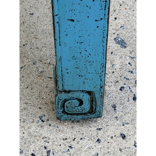 Paint Chinese Distressed Turquoise Blue Console Table For Sale - Image 7 of 14