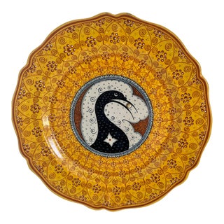 Deruta Hand-Painted Ceramic Majolica Bird Plate / Platter For Sale