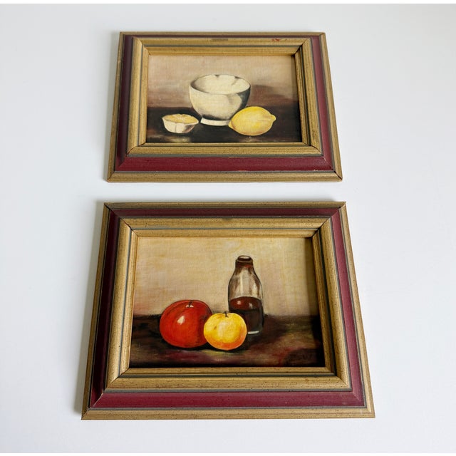 Vintage Fruit Still Life Oil Paintings, a Pair, Mid 20th Century For Sale - Image 10 of 12