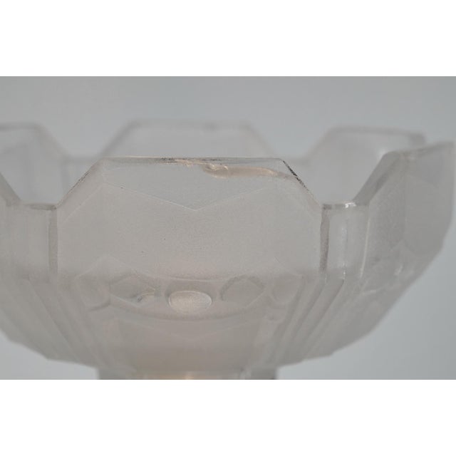 Sabino French Art Deco Nickel Bronze Central Bowl 4-Arm Cup Chandelier - 1930s For Sale - Image 11 of 12