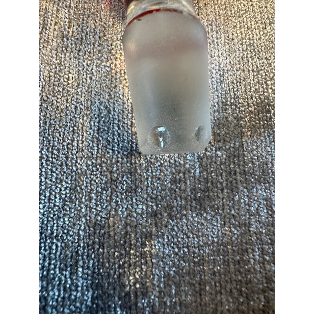 Antique Red Cranberry Glass & White Etched Grapes & Leaves Oil/Vinegar Cruet/ Bottle For Sale - Image 4 of 10