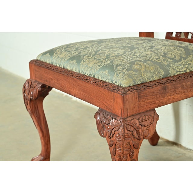 Brown Baker Furniture Style Chippendale Carved Mahogany Dining Chairs, Set of Four For Sale - Image 8 of 12