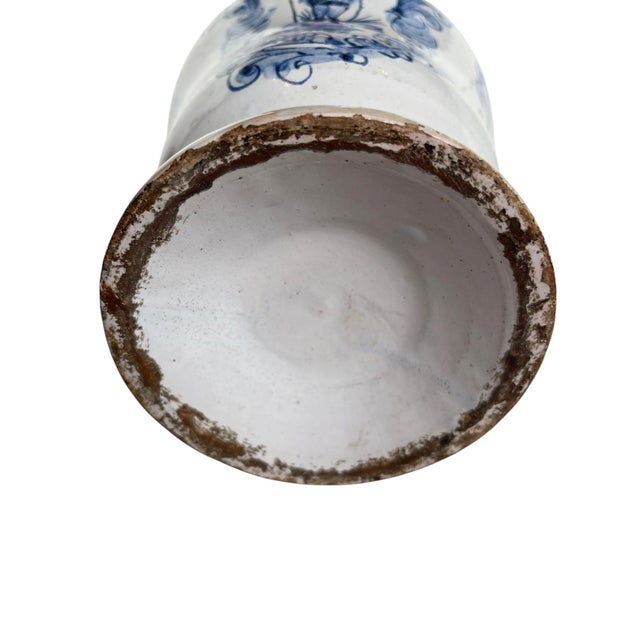 Ceramic Antique Italian Blue and White Pottery Vessel For Sale - Image 7 of 7