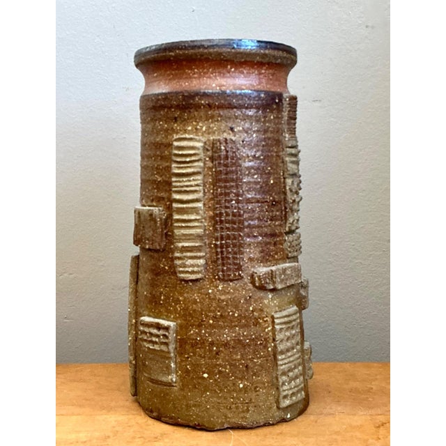 Late 20th Century Vintage Abstract Patterned Pottery Vase For Sale - Image 5 of 18