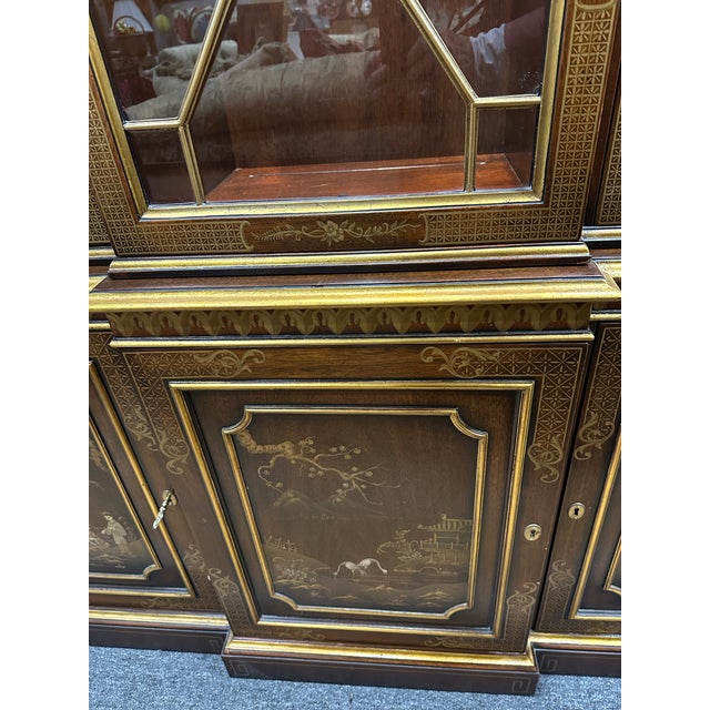 Brown Kindel Furniture Georgian Chinoiserie Breakfront For Sale - Image 8 of 11