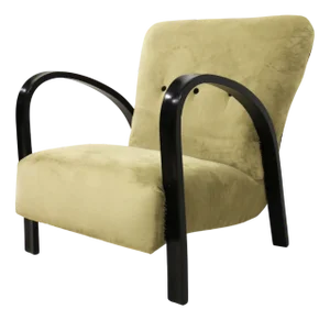 Deco Armchair in Green Velvet, 1930s