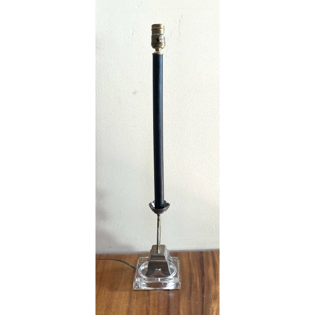 Traditional Empire-Style Bronze Tall Table Lamp With Heron Bird and Glass Base For Sale - Image 3 of 10