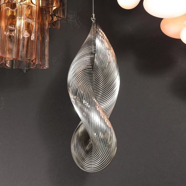 Mid-Century Spiral Stainless Steel Hanging Sculpture 1/100 Signed Erwin Hauer For Sale - Image 15 of 18