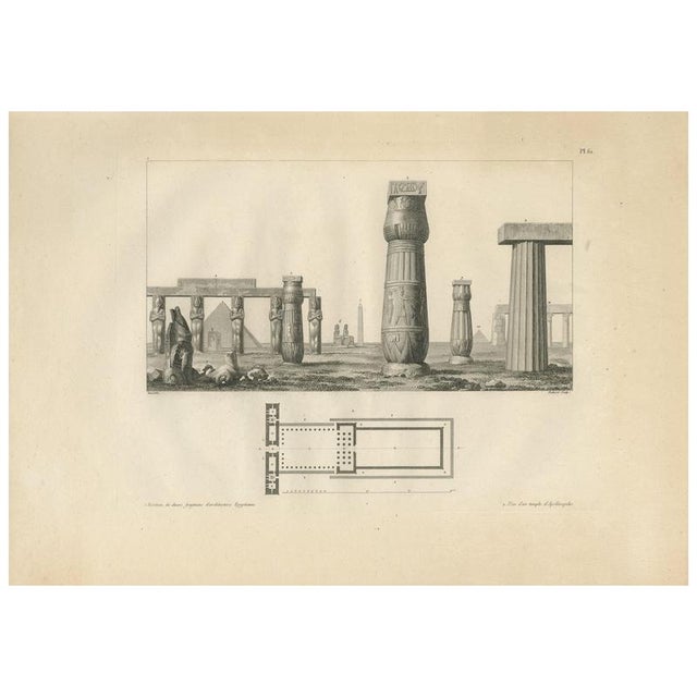 Dominique Baron Vivant Denon, Egypt Temple Ruins with Architectural Plan, 1802, Engraving on Paper For Sale - Image 9 of 9