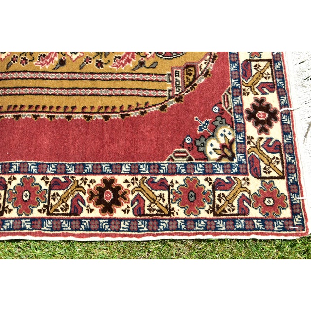 1960s 1960s Vintage Turkish Floral Desing Red Handmade Kayseri Rug For Sale - Image 5 of 12