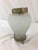 French Provincial French 1940's Frosted Floral Glass Vase With Brass Setting For Sale - Image 3 of 7
