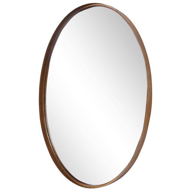 Modern Simple Gold Framed Oval Mirror For Sale - Image 3 of 6
