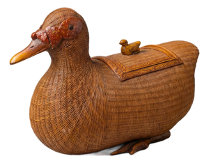 Vintage Woven Wicker Duck Storage Box