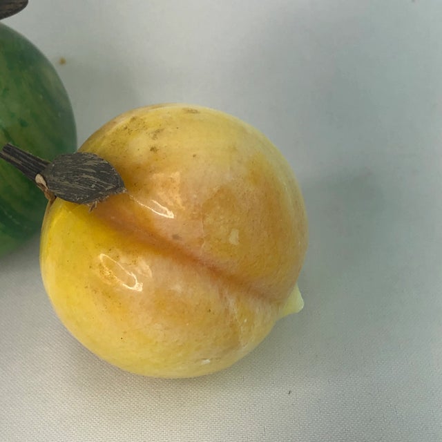 Mid-Century Modern Vintage Variegated Alabaster Apple and Peach - Set of 2 For Sale - Image 3 of 9