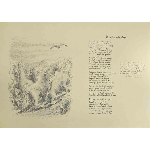 Domenico Purificato and Libero De Libero, Post Scriptum in the Bottle, 1945, Lithograph For Sale