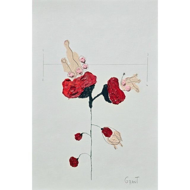 Organic Modern Minimalist Flower Study. Oil and pencil on high quality 'Hahnemuhle' Canvas Grain Fine Art paper. Original...