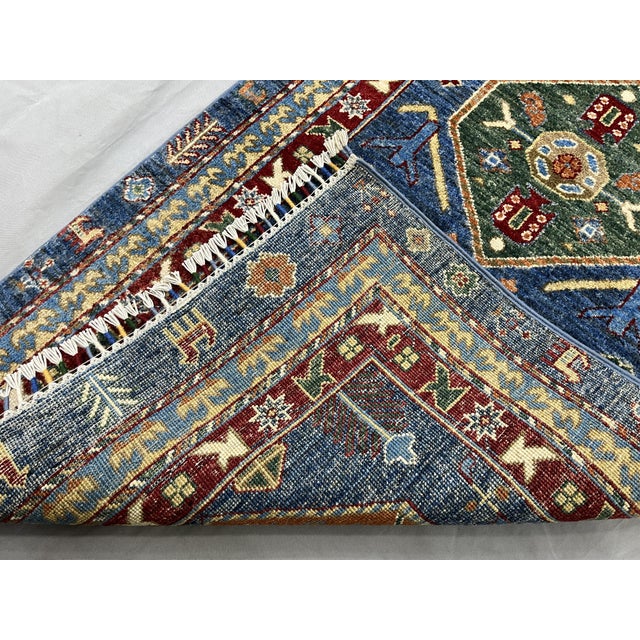 Blue Kazak Style Tribal Runner Rug - 2'9" X 10'3" For Sale - Image 11 of 11