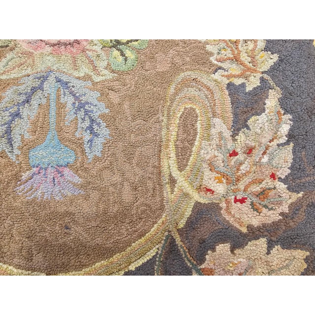 Vintage Hand-Hooked Rug, Floral Pattern, Wool & Cotton, American Folk Art, 3x4 For Sale - Image 15 of 16