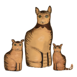 Set of Three Hand Painted Canvas Carnival Cats, 20th Century