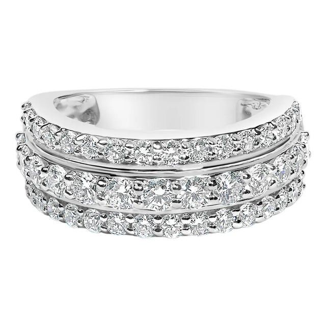 .925 Sterling Silver 2.0 Cttw Lab Grown Diamond 3 Row Band Ring (F-G Color, VS1-VS2 Clarity) - Ring Size 6 For Sale