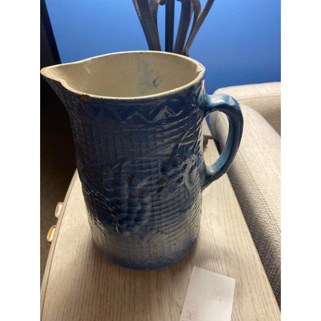 Antique North Star Blue and White Stoneware Pitcher For Sale - Image 9 of 9