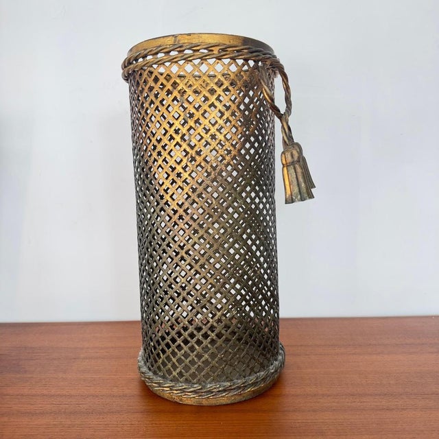 Italian Gilded Metal Umbrella Stand by Li Puma, 1950 For Sale - Image 9 of 11