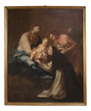 Italian Artist, Adoration of Saint Rose of Lima with Madonna and Child, 1730, Oil on Canvas