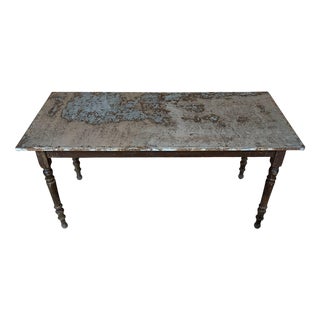 Vintage Zinc Top Rectangular Dining Table, 1950s For Sale
