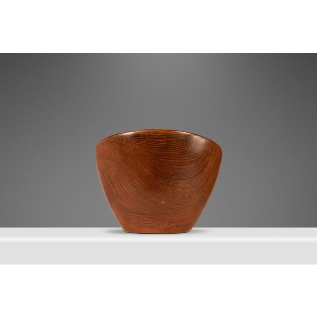 Brown Set of Four ( 4 ) Mid-Century Organic Modern Wood-Turned Salad / Serving Bowls in Solid Burmese Teak, C. 1970's For Sale - Image 8 of 17