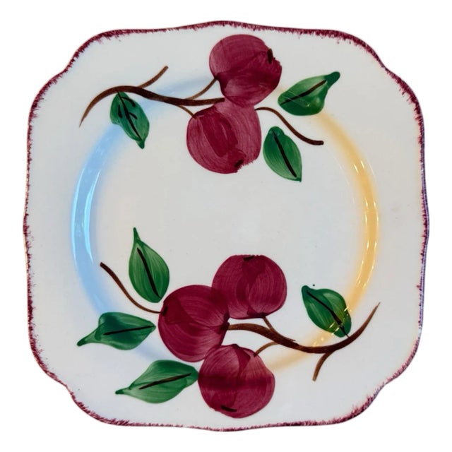 Blue Ridge Southern Potteries Hand-Painted "Crab Apple" Square Salad Plate For Sale