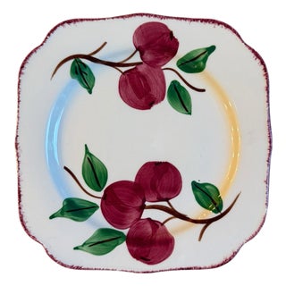 Vintage Blue Ridge Southern Potteries Hand-Painted "Crab Apple" Square Salad Plate For Sale