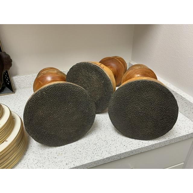 Cabin 1950s Oversized Teak "Pawn" Pieces - Set of 3 For Sale - Image 3 of 4