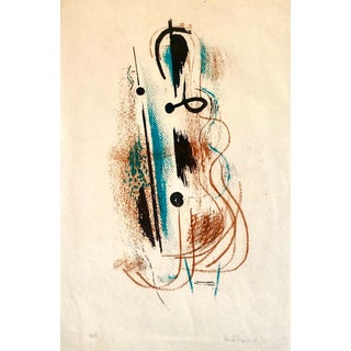 Konrad Cramer, 1940's Abstract Composition Jazz Lithograph Pencil Signed and Dated WPA Artist, 1949 For Sale