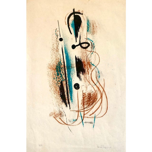 Konrad Cramer, 1940's Abstract Composition Jazz Lithograph Pencil Signed and Dated WPA Artist, 1949 For Sale