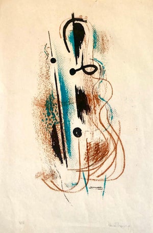 Konrad Cramer, 1940's Abstract Composition Jazz Lithograph Pencil Signed and Dated WPA Artist, 1949