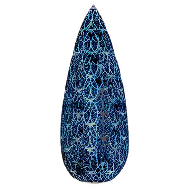 Small Steel & Crystal Flame Arabesque Table Lamp from VGnewtrend For Sale