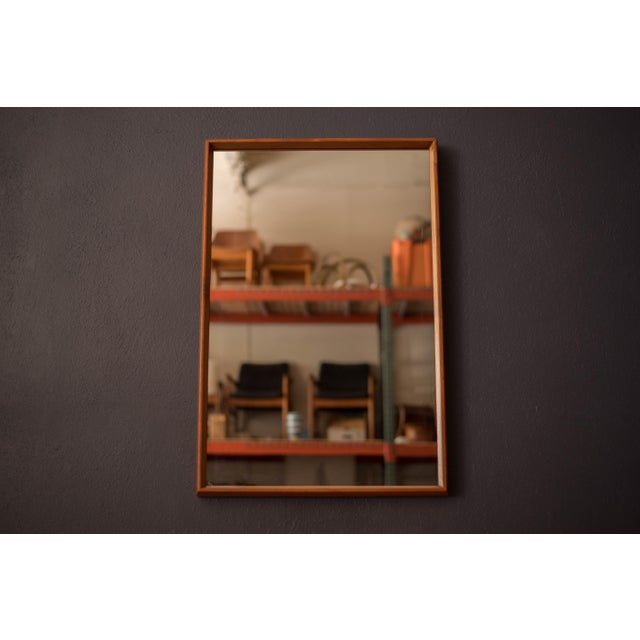 Mid-Century Modern Sculptural Vintage Scandinavian Teak Hanging Wall Mirror For Sale - Image 3 of 10