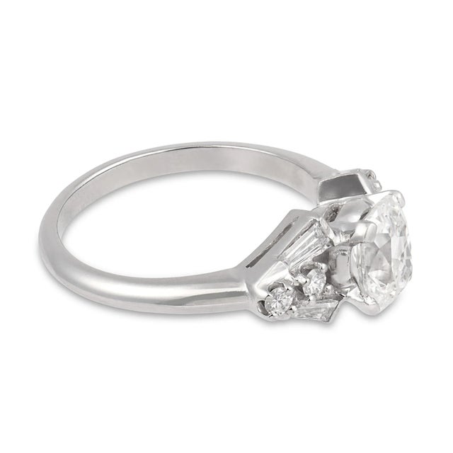 1950s 1950s Mid-Century Gia 1.08 Carat Old Mine Cut Diamond Platinum Engagement Ring, Size 5.75 For Sale - Image 5 of 7