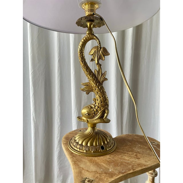 Louis XV Style Gilt Bronze Dolphin Lamp, 1950s For Sale - Image 12 of 15